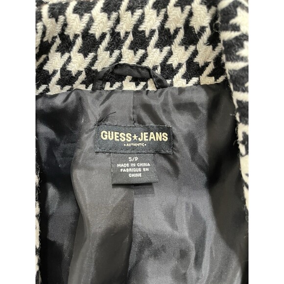 Guess Womens Houndstooth Wool Blend Lined Pea Coat 90's Small Preppy Clueless - Picture 11 of 13